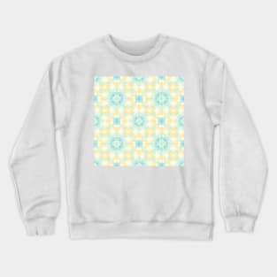 Yellow and blue granny squares over cream Crewneck Sweatshirt